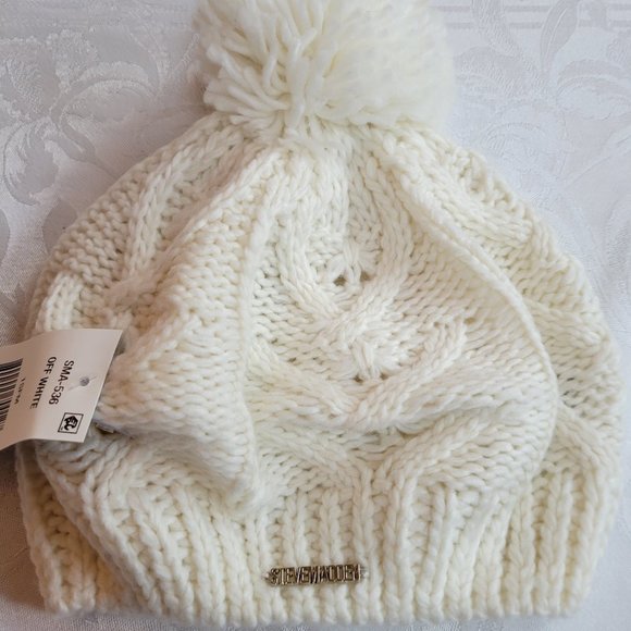 Steve Madden Accessories Steve Madden Cable Knit Beret With Pom Pom